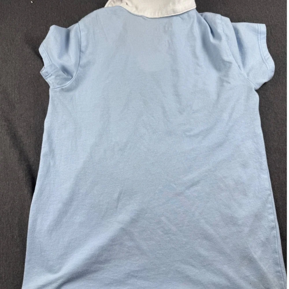 Disney Stitch Kids Polo Shirt Light Blue Short Sleeve Graphic‎ Top L 10/12 626